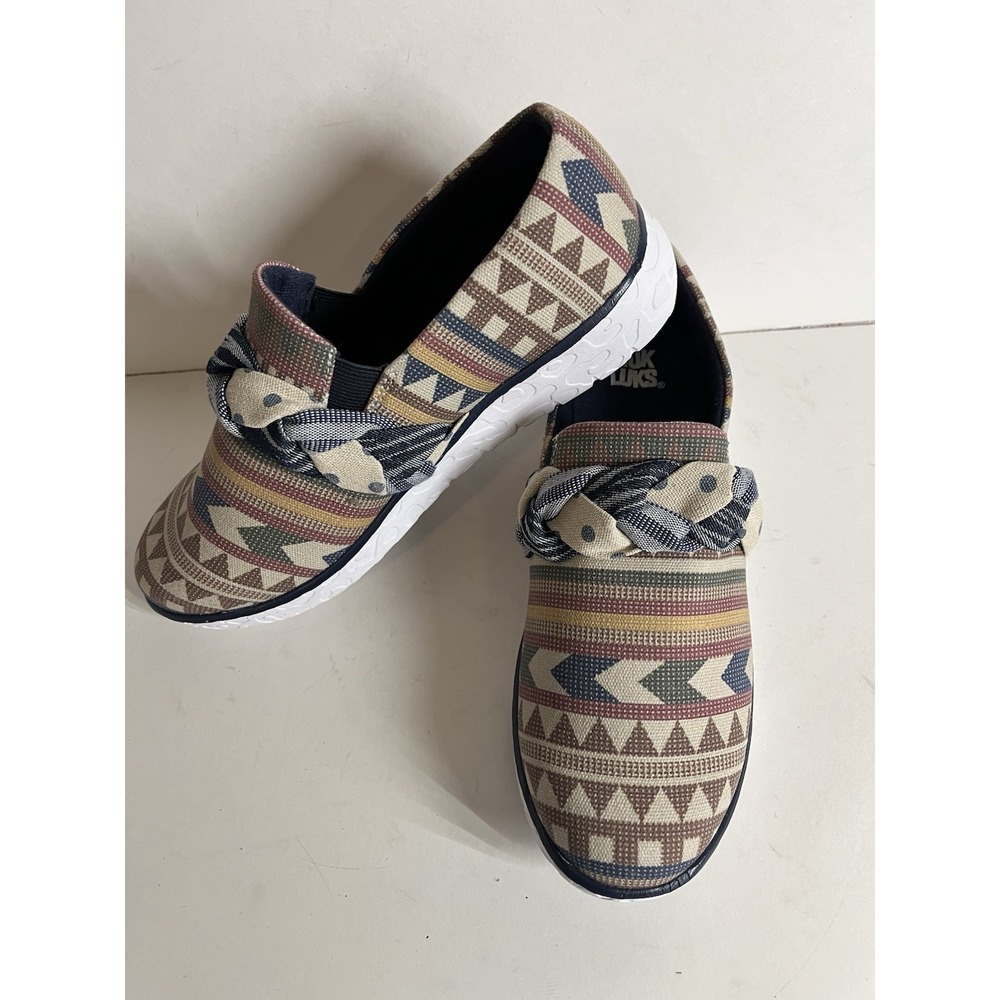 Muk Luks Women's Beige Boardwalk Stroll Slip On Sneakers Casual Shoes Size‎ 7.5